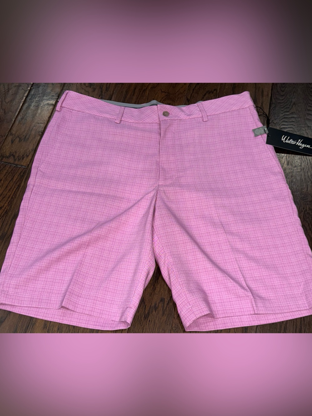Men’s Walter Hagen Perfect 11 Collection Flat Front size 36 pink plaid NWT